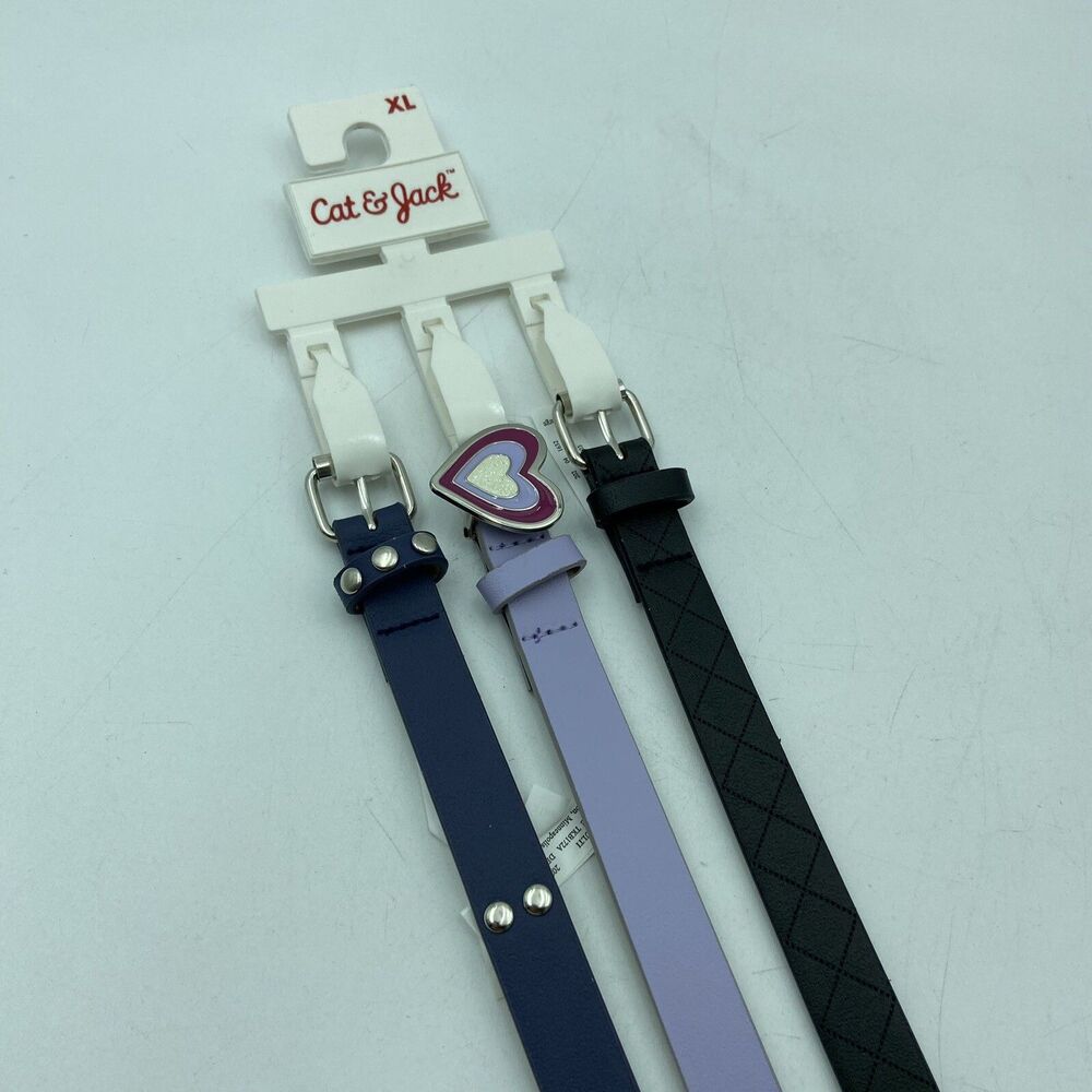 Cat & Jack Girls 3-Pack Multicolor Belts Sz Extra Large (34 Inches) NWT